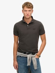 Superdry Destroy Black Vintage Destroy Relaxed 100% Cotton Polo Shirt - Image 1 of 7