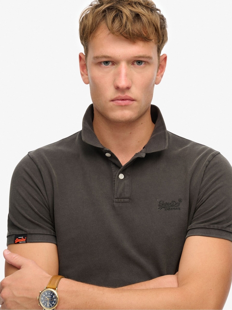Знищити чорний - Superdry Vintage Destroy Relaxed 100% бавовняні сорочки поло - Image 4 of 7