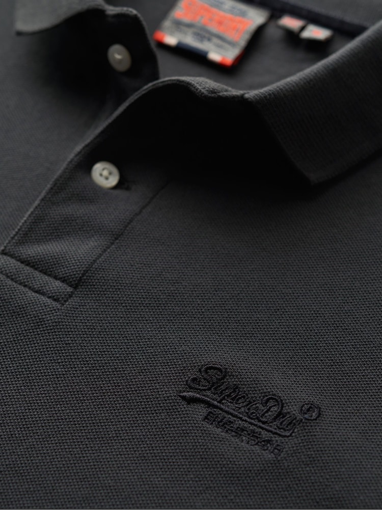 Superdry Destroy Black Vintage Destroy Relaxed 100% Cotton Polo Shirt - Image 7 of 7