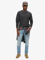 Superdry Washed Black 100% Cotton Classic Essential Sweatshirt - Image 2 of 5