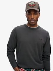 Superdry Washed Black 100% Cotton Classic Essential Sweatshirt - Image 3 of 5