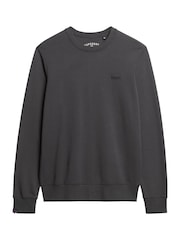 Superdry Washed Black 100% Cotton Classic Essential Sweatshirt - Image 4 of 5