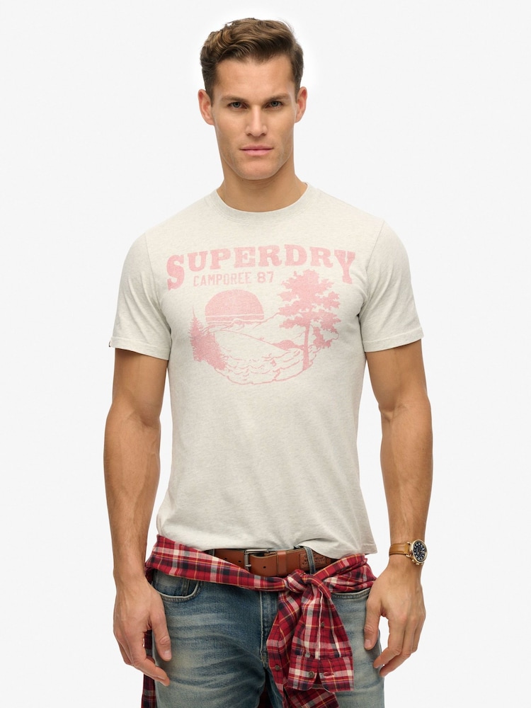 Superdry Grey Lo-Fi Outdoor Mono Relaxed T-Shirt - Image 1 of 3