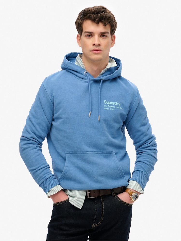 Superdry Blue Core Logo City Hoodie - Image 1 of 5
