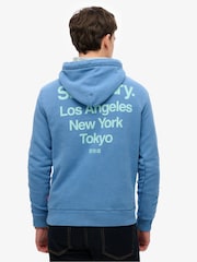 Superdry Blue Core Logo City Hoodie - Image 2 of 5