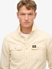 Superdry Cream Cotton Workwear Relaxed Long Sleeve Shirt - Image 3 of 5
