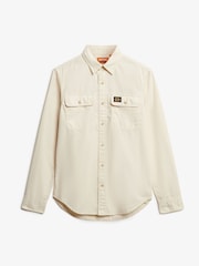 Superdry Cream Cotton Workwear Relaxed Long Sleeve Shirt - Image 4 of 5