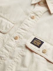 Superdry Cream Cotton Workwear Relaxed Long Sleeve Shirt - Image 5 of 5