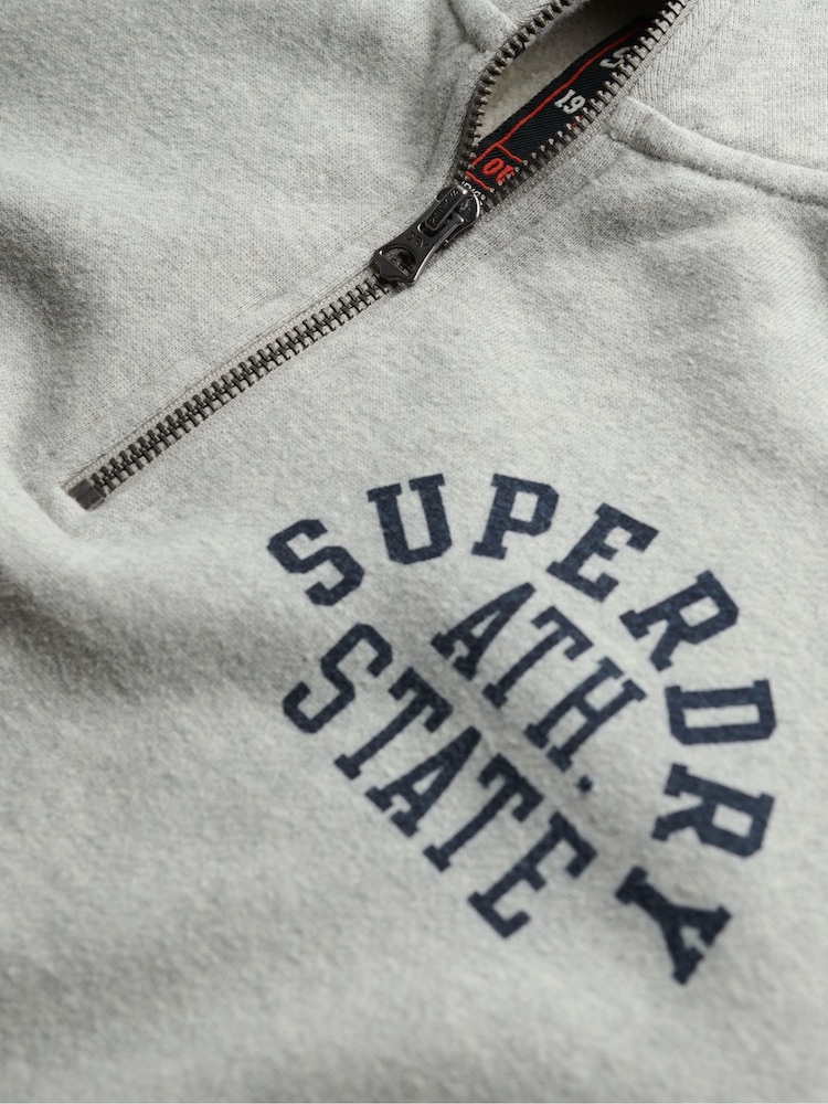 Superdry Grey Marl Athletic Essential Loose Fit Half Zip SweatShirt - Image 5 of 5