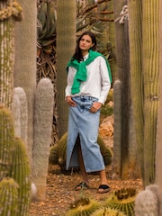 Superdry Blue Denim Split Maxi 100% Cotton Skirt - Image 3 of 9