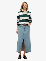 Superdry Blue Denim Split Maxi 100% Cotton Skirt - Image 4 of 9
