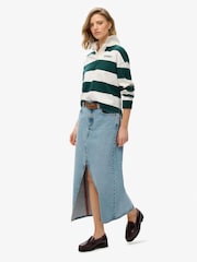 Superdry Blue Denim Split Maxi 100% Cotton Skirt - Image 5 of 9