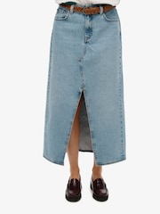 Superdry Blue Denim Split Maxi 100% Cotton Skirt - Image 6 of 9