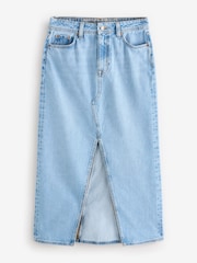 Superdry Blue Denim Split Maxi 100% Cotton Skirt - Image 8 of 9