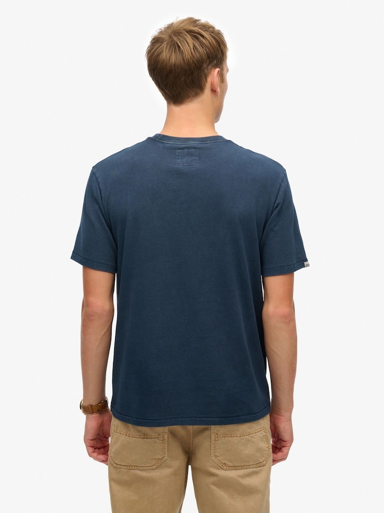 Superdry Blue Athletic Essential Relaxed T-Shirt - Image 3 of 3 Superdry Blue Athletic Essential Relaxed T-Shirt - Image 3 of 3