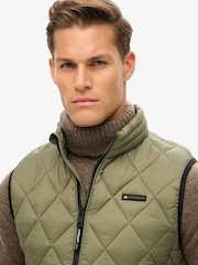 Superdry Dusty Olive Green Diamond Quilt Fuji Lite Slim Fit Gilet - Image 5 of 8