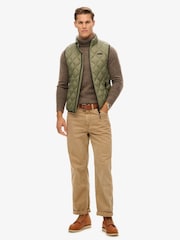Superdry Dusty Olive Green Diamond Quilt Fuji Lite Slim Fit Gilet - Image 6 of 8