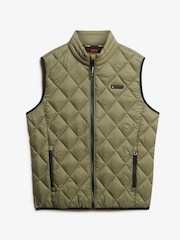 Superdry Dusty Olive Green Diamond Quilt Fuji Lite Slim Fit Gilet - Image 7 of 8