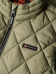 Superdry Dusty Olive Green Diamond Quilt Fuji Lite Slim Fit Gilet - Image 8 of 8