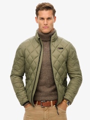 Superdry Dusty Olive Green Diamond Quilt Fuji Lite Slim Fit Jacket - Image 1 of 6
