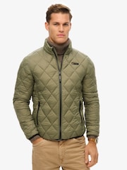 Superdry Dusty Olive Green Diamond Quilt Fuji Lite Slim Fit Jacket - Image 2 of 6
