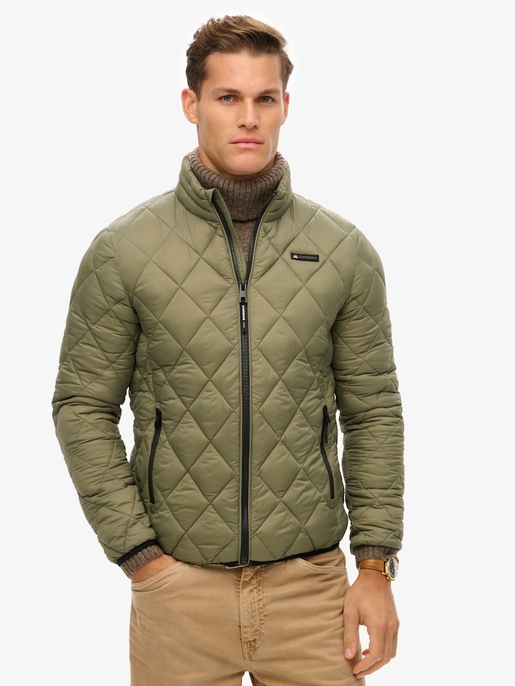 Superdry Dusty Olive Green Diamond Quilt Fuji Lite Slim Fit Jacket - Image 2 of 6