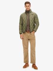 Superdry Dusty Olive Green Diamond Quilt Fuji Lite Slim Fit Jacket - Image 3 of 6