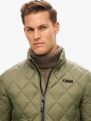 Superdry Dusty Olive Green Diamond Quilt Fuji Lite Slim Fit Jacket - Image 4 of 6