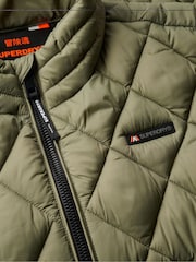 Superdry Dusty Olive Green Diamond Quilt Fuji Lite Slim Fit Jacket - Image 6 of 6
