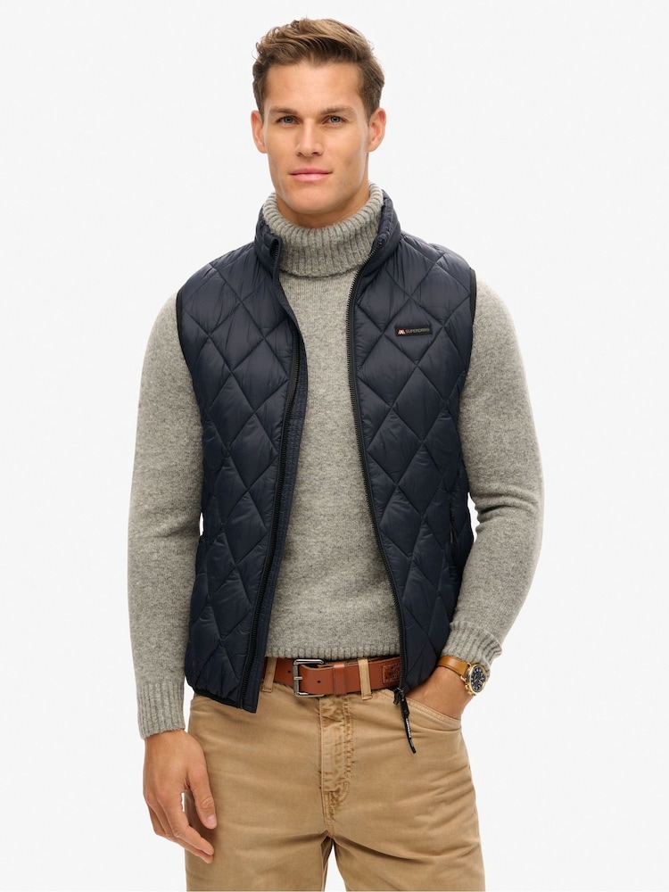 Superdry Eclipse Navy Diamond Quilt Fuji Lite Slim Fit Gilet - Image 1 of 6