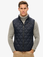 Superdry Eclipse Navy Diamond Quilt Fuji Lite Slim Fit Gilet - Image 2 of 6