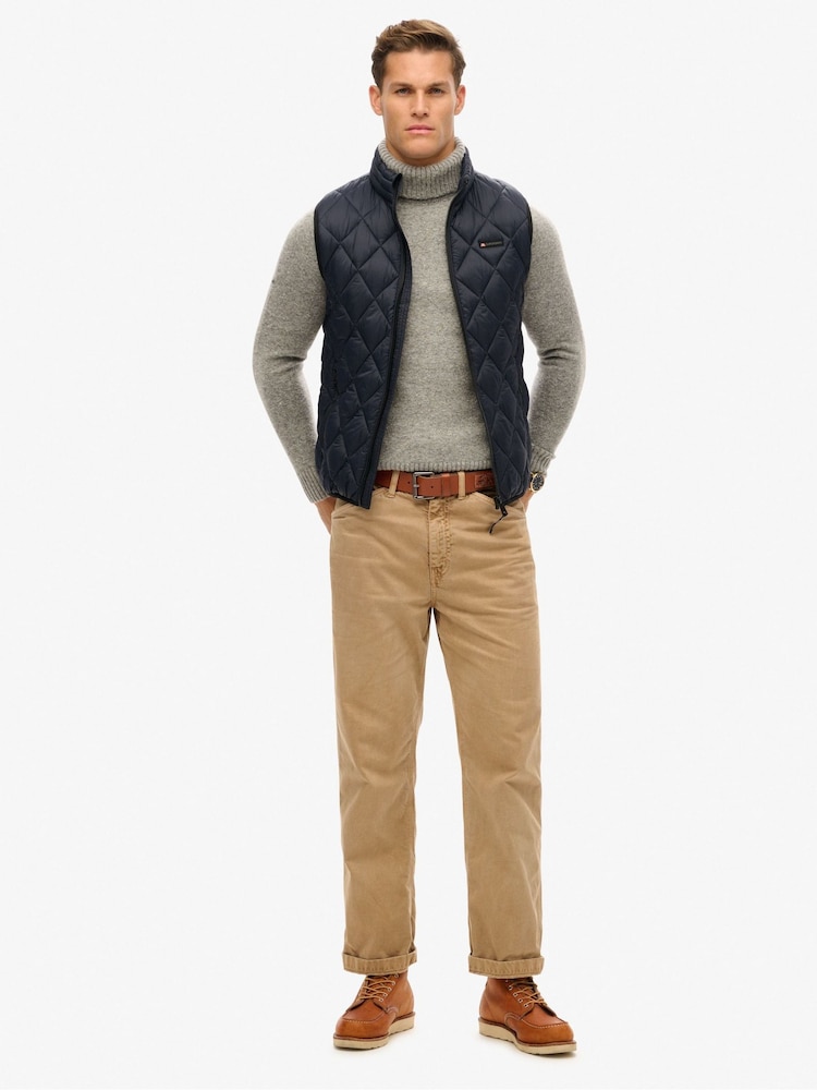 Superdry Eclipse Navy Diamond Quilt Fuji Lite Slim Fit Gilet - Image 3 of 6