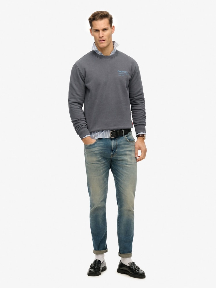 Superdry Grey Light Coro Logo City Crew Neck Sweatshirt - Image 2 of 4