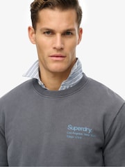 Superdry Grey Light Coro Logo City Crew Neck Sweatshirt - Image 3 of 4