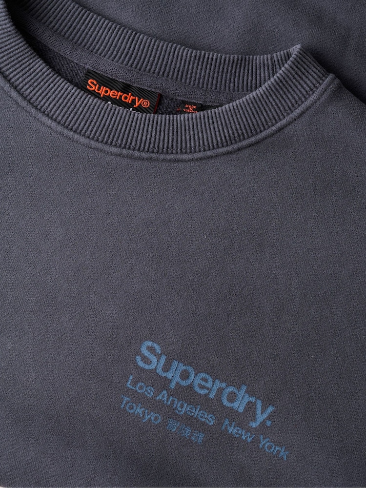Superdry Grey Light Coro Logo City Crew Neck Sweatshirt - Image 4 of 4
