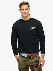 Superdry Black Coro Logo City Crew Neck Sweatshirt - Image 1 of 4