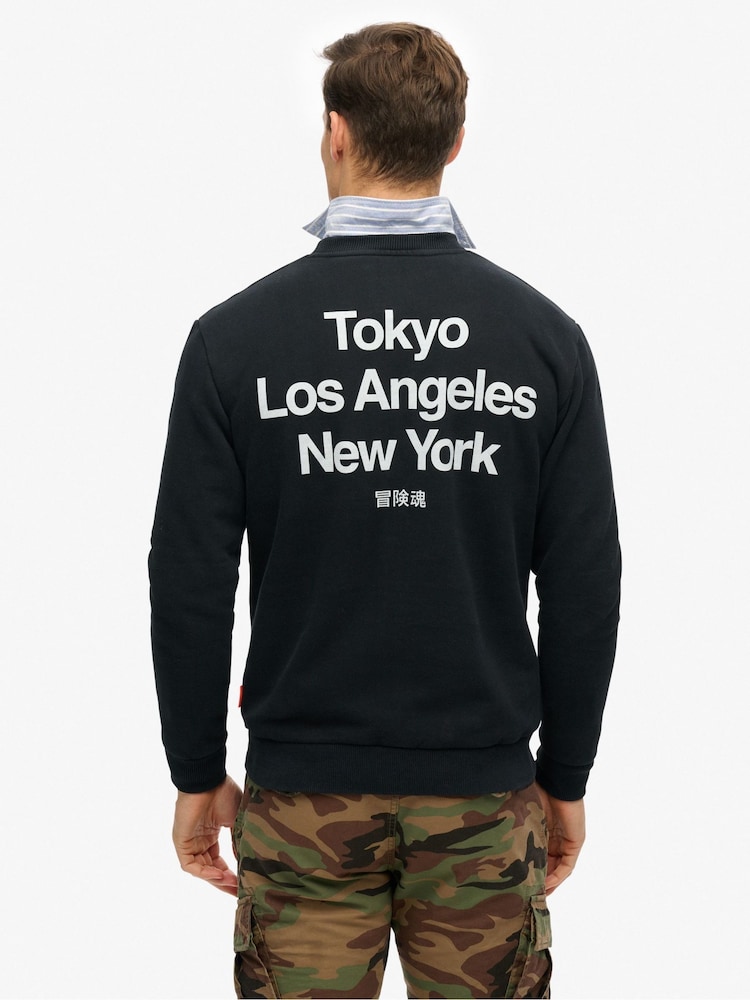 Superdry Black Coro Logo City Crew Neck Sweatshirt - Image 2 of 4