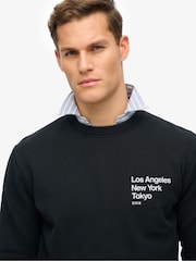 Superdry Black Coro Logo City Crew Neck Sweatshirt - Image 4 of 4