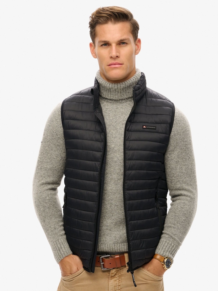 Superdry Jet Black Fuji Lite Slim Fit Gilet - Image 1 of 5