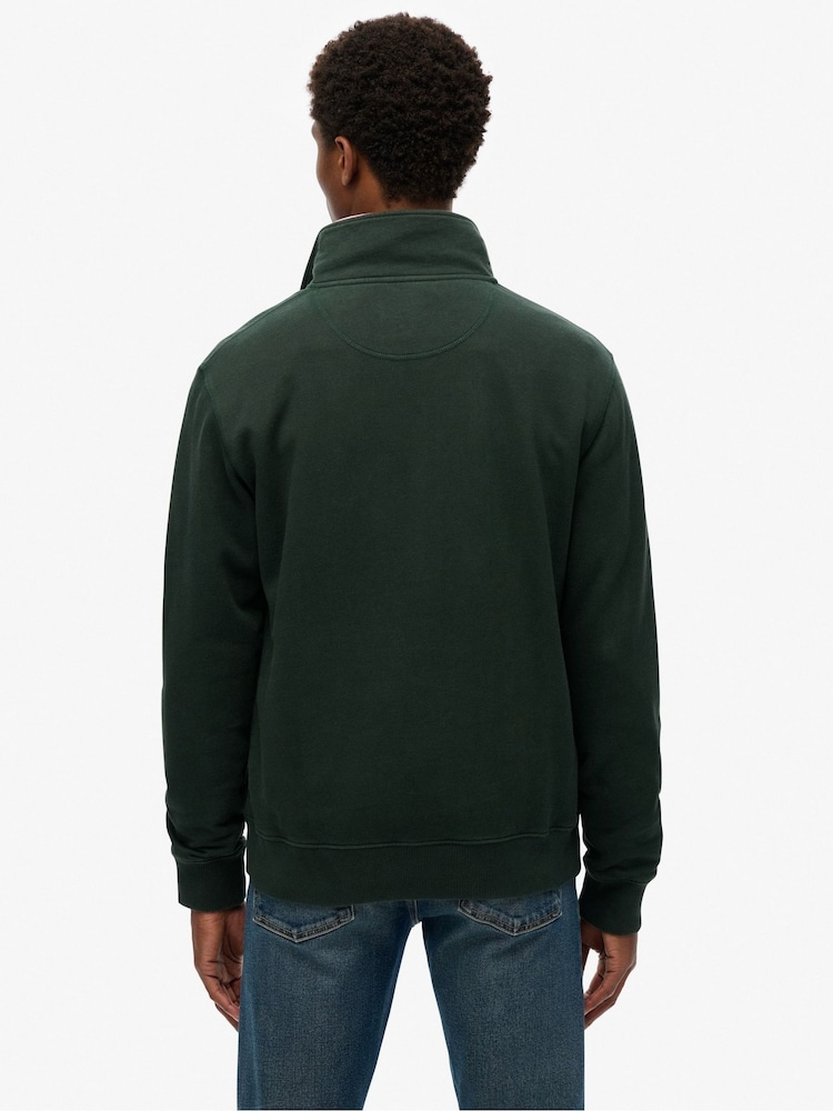 Superdry Forest Green Merchant Relaxed Quarter Zip Sweatshirt - Image 2 of 6 Superdry Forest Green Merchant Relaxed Quarter Zip Sweatshirt - Image 2 of 6