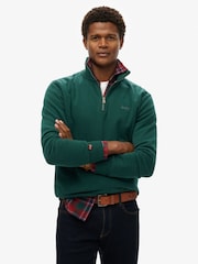 Superdry Dark Pine Green Essential Logo Slim Fit Half Zip - Image 1 of 5