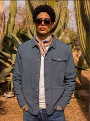 Superdry Indigo Stripe Merchant Stripe Worker 100% Cotton Jacket - Image 1 of 10