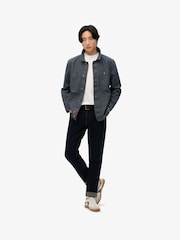 Superdry Indigo Stripe Merchant Stripe Worker 100% Cotton Jacket - Image 6 of 10