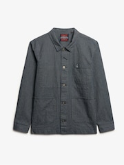 Superdry Indigo Stripe Merchant Stripe Worker 100% Cotton Jacket - Image 9 of 10