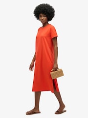 Superdry Grenadine Orange Midi 100% Cotton T-Shirt Dress - Image 3 of 6
