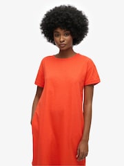 Superdry Grenadine Orange Midi 100% Cotton T-Shirt Dress - Image 4 of 6