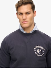 Superdry French Navy Merchant Relaxed Sweatshirt - Image 4 of 6