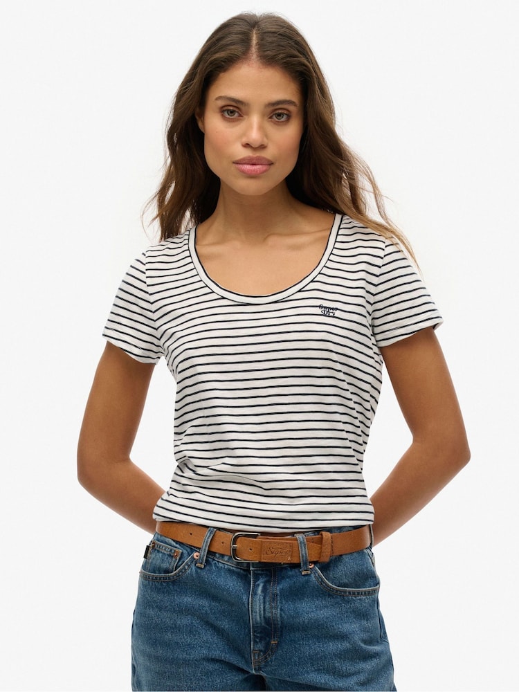 Superdry Blue Studios Scoop Neck Slim Fit T-Shirt - Image 1 of 5