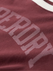 Port Red - Superdry Athletic Graphic Ringer 100% Cotton T-Shirt - Image 4 of 6