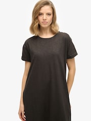 Superdry Black Midi 100% Cotton T-Shirt Dress - Image 4 of 7